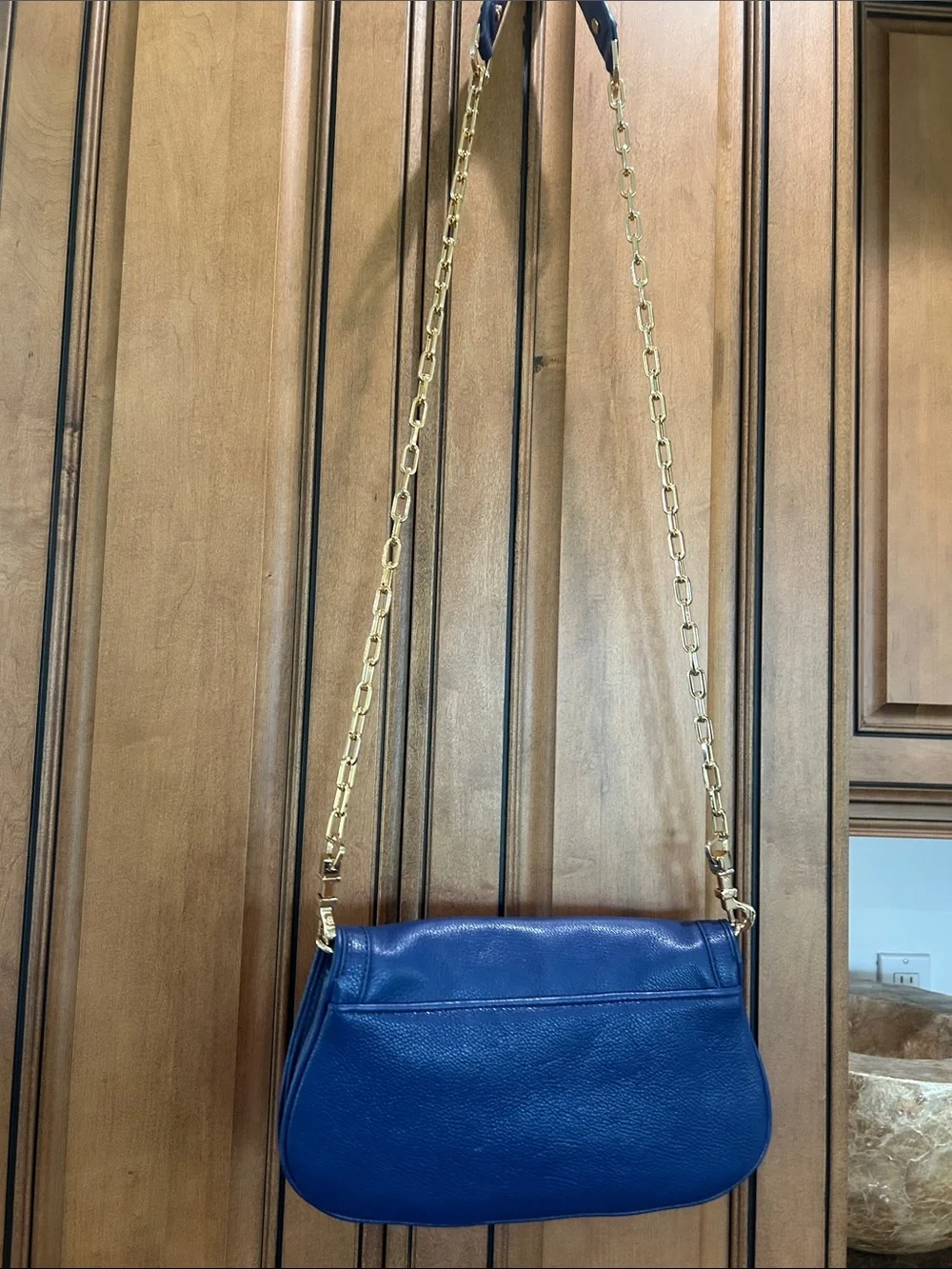 Tory Burch Royal Blue Leather Crossbody with Gold Chain